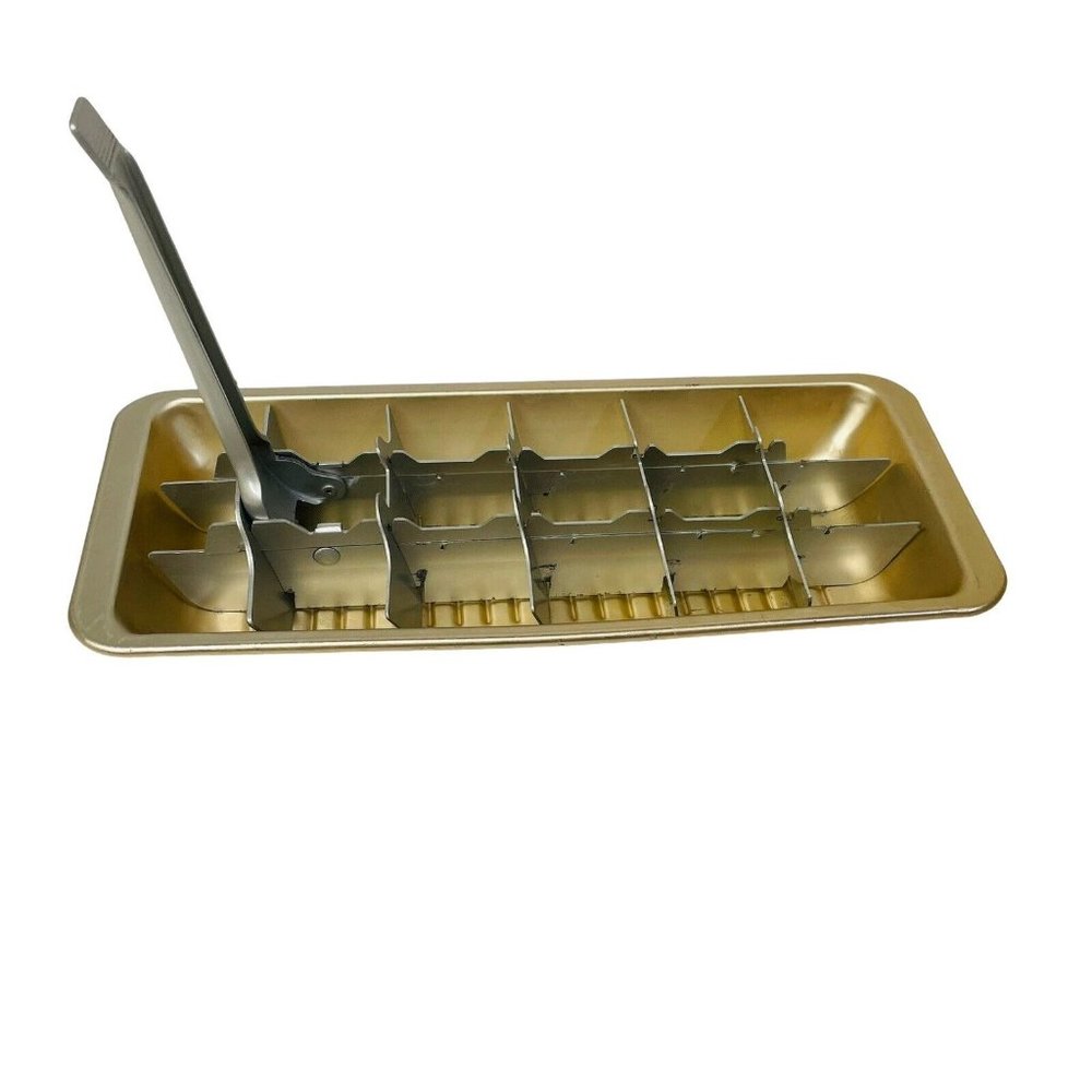 Vtg Admiral Tray Aluminum 18 Cubes Lift Handle 2 Parts‎ Mid-Century